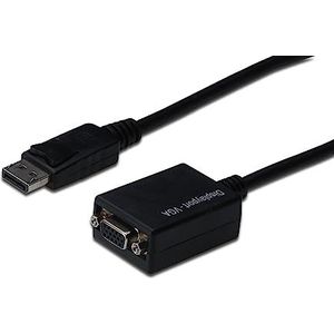 ASSMANN DisplayPort grafische adapter, DP naar VGA, QXGA 60Hz, 2048 x 1536 pixels, zwart