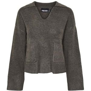 Pcnuna Ls V-hals Polo Knit Bc, Morel/Detail: Mélange, M