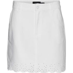 VERO MODA Vmbolina Mr Short Emb Skirt Minirok voor dames, wit (snow white), M