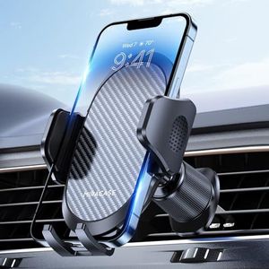 Miracase Autotelefoonhouder met nieuwste metalen haakclip, ventilatierooster mobiele telefoon autohouder, handsfree universele autohouder geschikt voor iPhone Android en alle smartphones, donkerzwart