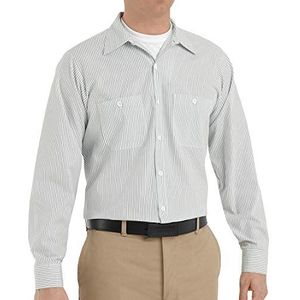 Red Kap mens Long Sleeve Industrial Stripe Work Shirt White/Green Stripe 4X-Large