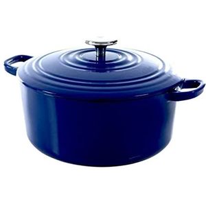 BK Bourgogne Braadpan 24 cm/ 4.2L, geëmailleerd gietijzer, deksel met druppelringen, geschikt voor inductie-/oven, vaatwasmachinebestendig, Royal Blue