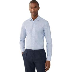 Hackett London Lin Eng Stripe Shirt voor heren, Blauw (blauw/wit), S