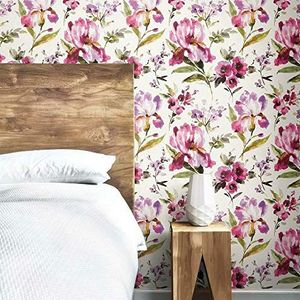 RoomMates RMK11302RL behang met bloemenmotief, roze