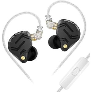 KINBOOFI KZ ZS12 PRO X in-ear monitor IEM hoofdtelefoon, 1DD+5BA hybride bedrade gaming oordopjes, KZ Oordopjes Oortelefoons, Best in Ear Hoofdtelefoon met 2PIN Kabel voor Audiofiel (Donkerzwart, met
