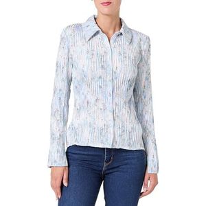 Desigual - Shirt - Blauw - Zwart - Wit - Lange Mouw - Normale Pasvorm