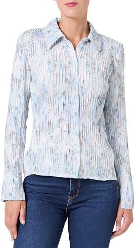 Desigual - Shirt - Blauw - Zwart - Wit - Lange Mouw - Normale Pasvorm