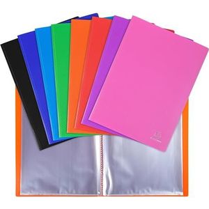 Exacompta - Ref. 88100E - karton met 8 OPAK documentenmappen - 100 gladde kristallen hoezen - 200 weergaven - voor A4-formaat - afmetingen 24 x 32 cm - omslag van halfhard polypropyleen - diverse