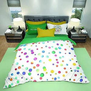 Homemania Technicolor Dekbedovertrekset, geometrisch, dubbel, met dekbedovertrek, kussensloop, voor het bed, meerkleurig, katoen, 250 x 200 cm