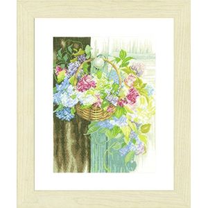 Lanarte telpatroon mand met bloemen linnen kruissteekverpakking, katoen, meerkleurig, 29 x 38 x 0,3 cm