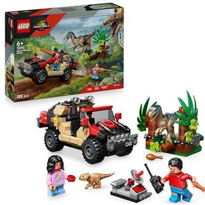 LEGO Jurassic World Offroad Raptorontsnapping Dinosaurus Speelgoed voor Kinderen met 2 Dino Figuren, Off-Road Auto en 2 Minifiguren - Cadeau voor Jongens, Meisjes en Rebirth Fans vanaf 6 Jaar - 76972