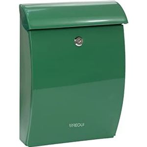 Brievenbus van zeer bestendig kunststof, postbus maat M (DIN A4), weer- en corrosiebestendig, wandbrievenbus met beschermklep, eenvoudige montage, groen