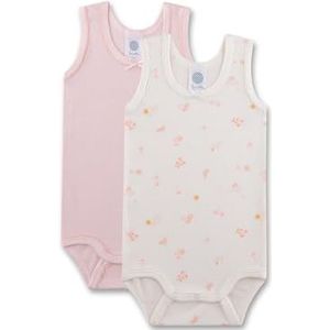 Sanetta Body mouwloos (dubbelpak) off-white | hoogwaardige en duurzame body voor meisjes van katoen. Inhoud: 2-delige set babybody, beige, 80