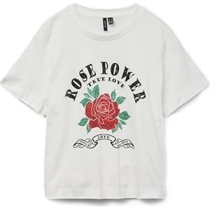 VERO MODA Dames Vmsigne Mette Ss Top Box JRS Ga, wit (snow white), XS