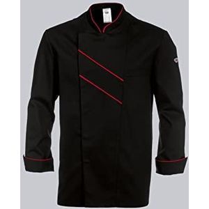 BP 1538-400 heren kookjas van duurzaam gemengd weefsel zw/rood, maat 64