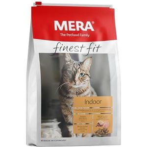 MERA finest fit Indoor, droog kattenvoer voor actieve katten, droog voer van vers gevogelte en rijst, gezond voer voor huiskatten, zonder suiker (4 kg)