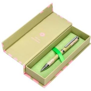 BELIUS Balpen INK DREAMS aluminium kleur matcha groen en roze zilver print binnen inkt blauw design box