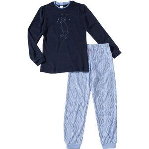 Schiesser Md pyjama voor meisjes, lange pyjama, blauw (804-nachtblauw), 152 cm