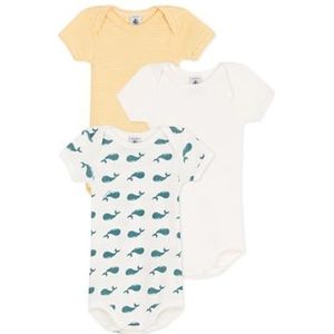 Rompertjes - Walvisprint - Effen Design - Geel met Streepjes - Katoen