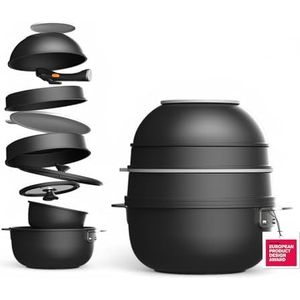 MasterPRO Share & Play Keukengerei, stapelbaar, afneembare handgreep, ruimtebesparend, gegoten aluminium, antiaanbaklaag, ideaal geschenk
