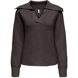 Onlmally Ls Life Collar V-hals KNT, chocolade taart, XS