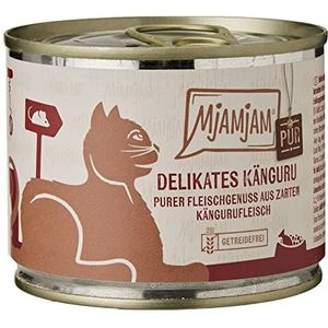 MjAMjAM - premium natvoer voor katten - puur vleesgenot - heerlijke pure kangoeroe, pak van 6 (6 x 200 g), graanvrij met extra vlees