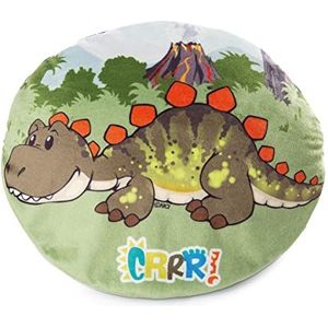 NICI kussen dino Fossily 32 x 26 cm – ovaal knuffelkussen met dinosaurusmotief, sierkussen voor kinderen en volwassenen, omkeerbaar en met 'glow in the dark'-effect, 48820, idee voor cadeau, bont