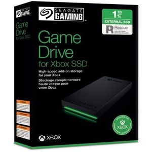 Seagate Game Drive SSD for Xbox 1 TB solid-state-schijf - 3,5-inch, USB 3.2 Gen 1, met ingebouwde groene ledverlichting en 3 jaar Rescue-services (STLD1000400)