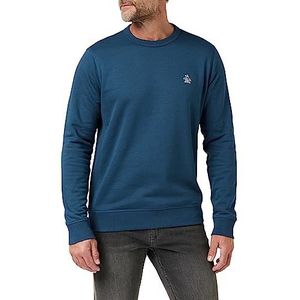 Original Penguin Heren L/S Sticker Pete Fleece Crew Sweatshirt, Poseidon Blauw, L