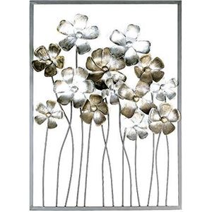 Casablanca - Wanddecoratie Fleurs metaal donkerbruin frame bloemen antiek bruin/champagne