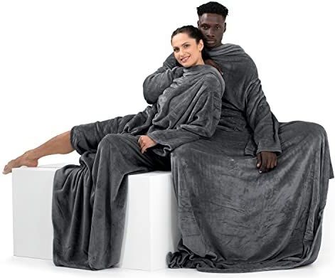 DecoKing - Deken met Mouwen - Grafiet - Microvezel