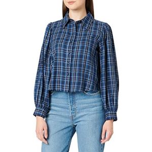 ONLY Dames Onlnew Sandra LS Check Shirt WVN Blouse, Maritime Blue/Checks:Navy Peony/Helder Wit, XS (2-pack)