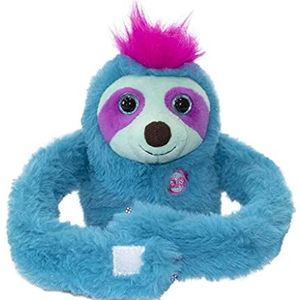 Famosa Softies 700017044 - Party Pets Slowy luiaard pop die over haar armen draait en herhaalt wat je zegt, bevat verschillende geluiden en 10 verschillende functies, blauw