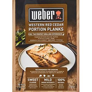 Weber Red Cedar Hout | Portie Formaat | 4x Hardhout Houten Planken Voor De BBQ | Barbecue Houten Planken Voor Vis, Gevogelte & Vlees | 100% Natuurlijk Hout(17832)