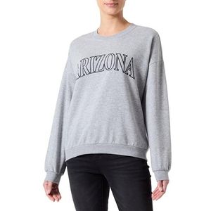 PIECES Pcfreya Ls Oversize Sweat, Grijs Melange/Print: zwart, S