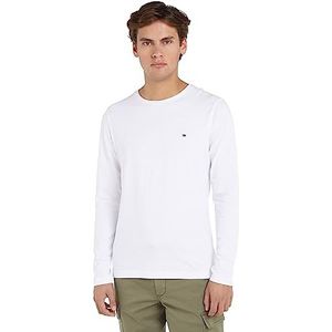 Tommy Hilfiger heren t-shirt Stretch Slim Fit Long Sleeve Tee,Wit,3XL