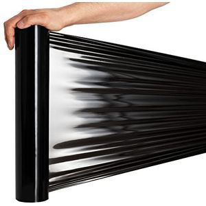 RAGO® rekfolie zwart meubelfolie 1 stuk 130 m handrekfolie rollen I palletfolie handfolie wikkelfolie I verpakkingsmateriaal (7,5 x 7,5 x 40 cm) 0,9 kg I 130 m lengte