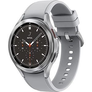 Samsung Galaxy Watch4 Classic, ronde bluetooth smartwatch, Wear OS, draaibaar lunette, fitnesshorloge, fitnesstracker, 46 mm, zilver (Duitse versie)