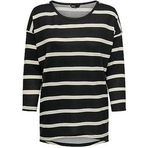 Bestseller A/S Damesshirt met lange mouwen, Zwart/Stripes: dunne zandschelp, S