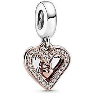 Pandora Icons Heart, 14-karaats rosévergulde en sterlingzilveren bedel met heldere zirkoniasteentjes