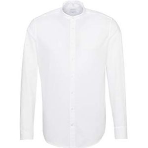 Seidensticker Zakelijk overhemd voor heren, gemakkelijk te strijken, smal overhemd, slim fit, lange mouwen, Kent kraag, 100% katoen, wit, 41