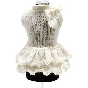 Trilly Tutti Brilli jurk van wol met speldje, gedecoreerd, wit, XS - 1 product