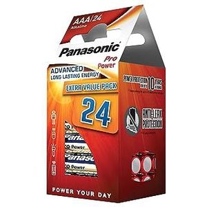 Panasonic Pro Power alkalinebatterij, AAA Micro, 24 stuks, langdurige energie voor apparaten met een gemiddeld tot hoog energieverbruik, alkaline