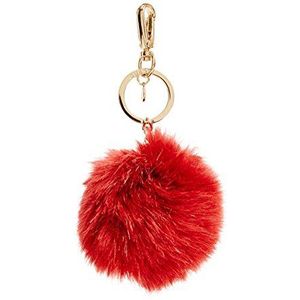 Guess dames Pom Key Fob Charm sleutelhanger met ring en ketting, rood (Ruby), eenheidsmaat