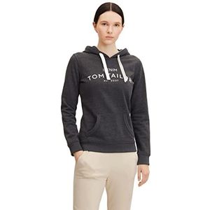 TOM TAILOR Denim Dames Hoodie met logoprint 1034433, 10522 - Shale Grey Melange, XXL
