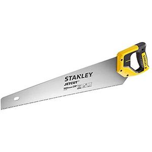 Stanley JetCut Handzaag fijn (500 mm lengte, 11 tanden/inch, bi-materiaal, hardpoint-vertanding, 45°/90°-aanslag, voor fijne sneden in hout) 2-15-599