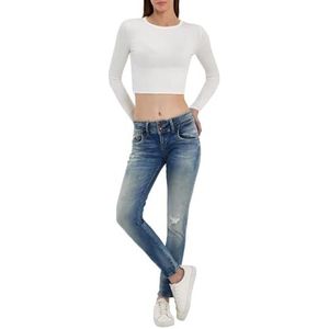 LTB Jeans Dames Julita X - Skinny Fit met lage taille en ritssluiting in blauw van katoenmix - maat W26L32, Luciana Wash 55258, 26W x 32L