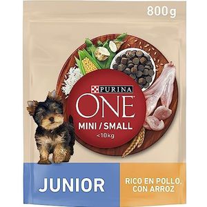 Purina One Dog Junior Y droogvoer voor kleine puppy's, rijk aan kip en rijst, 800 g
