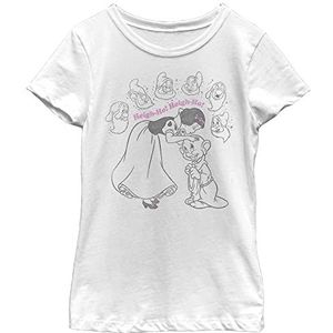 Disney Snow White and The Seven Dwarfs Heigh-Ho Line Art Meisjes Standaard T-shirt XS, Wit, XS, Wit, XS, Wit, XS