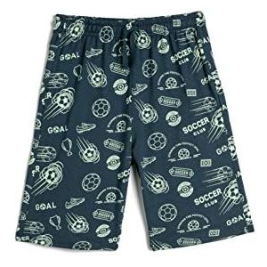 Koton Boys Shorts met trekkoord, bedrukt katoen, Marine Design (02c), 5-6 Jaar